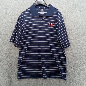 Minnesota‎ Twins Shirt Mens Large Blue Stripe Logo Performance MLB Licensed Polo